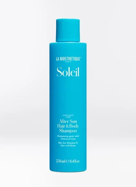 After Sun Hair & Body Shampoo by La Biosthetique, 250ml bottle designed for sun-damaged hair and skin care.