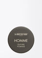 Homme Texture Pomade in stylish aluminum pot from La Biosthetique, offering modern hair styling with a sleek finish.