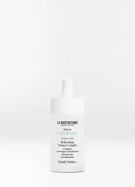 Refreshing Aroma Complex scalp care solution, 30ml bottle by La Biosthetique for clear ideas and a revitalized scalp.